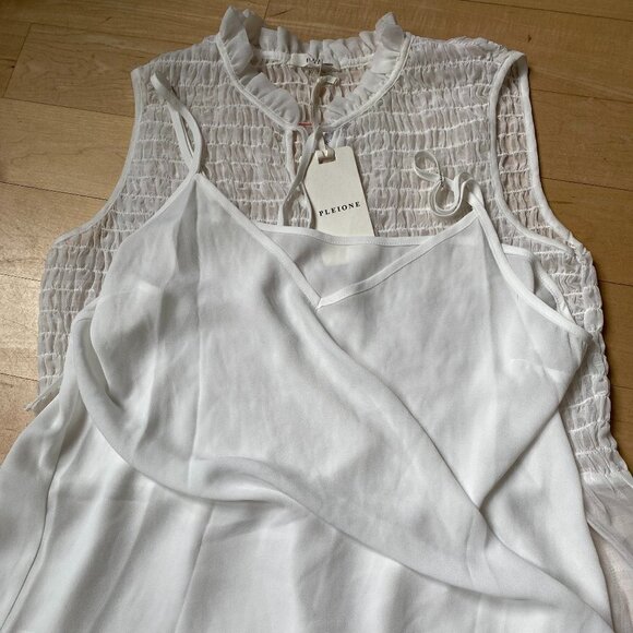 𝅺PLEIONE Bnwt Smocked Sleeveless Baby Doll Blouse S - Picture 11 of 12